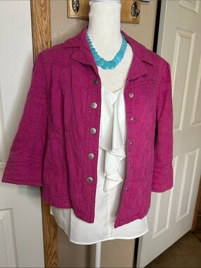 Coldwater Creek Magenta Snap-Front Jean Jacket